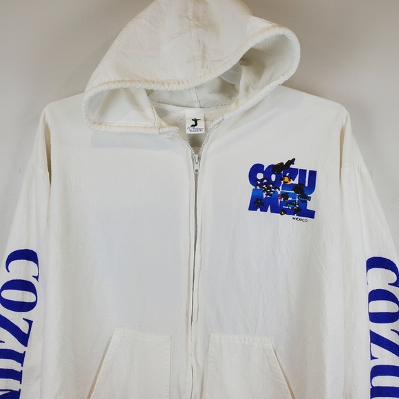 Vintage 90s El Mexicano Cozumel Mexico Zip Up Hooded Beach Jacket Size XL - Picture 3 of 12
